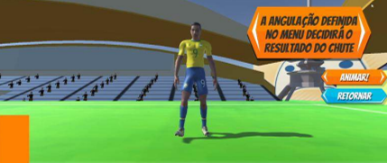 Penalty module: kick angle set in the menu decides the shot result